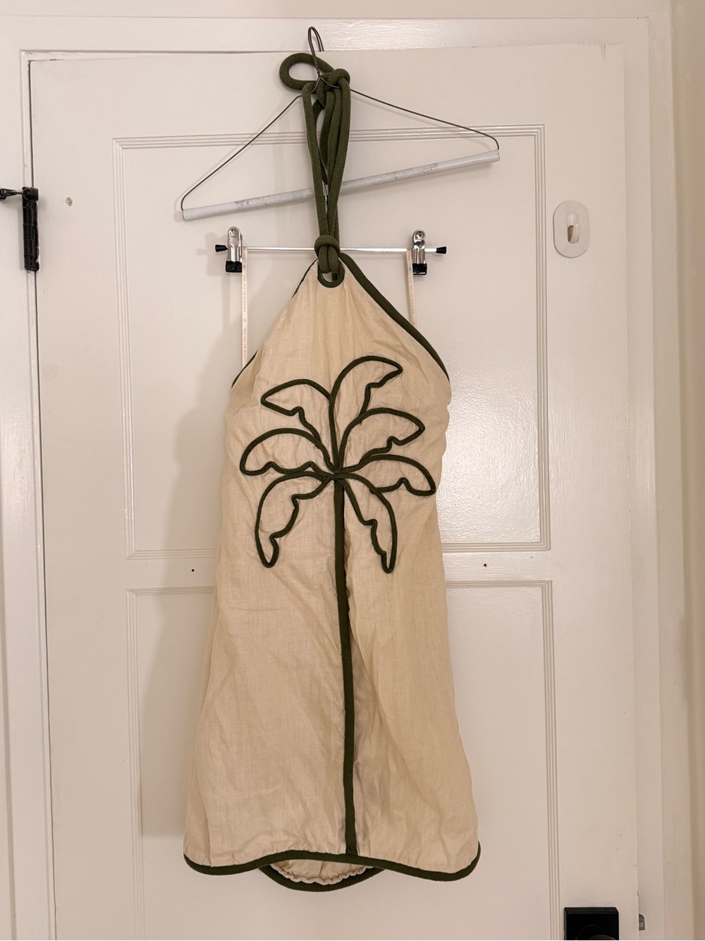 Farm Rio Sand Coconut Embroidery Halter Neck Mini Dress - Picture 5 of 7